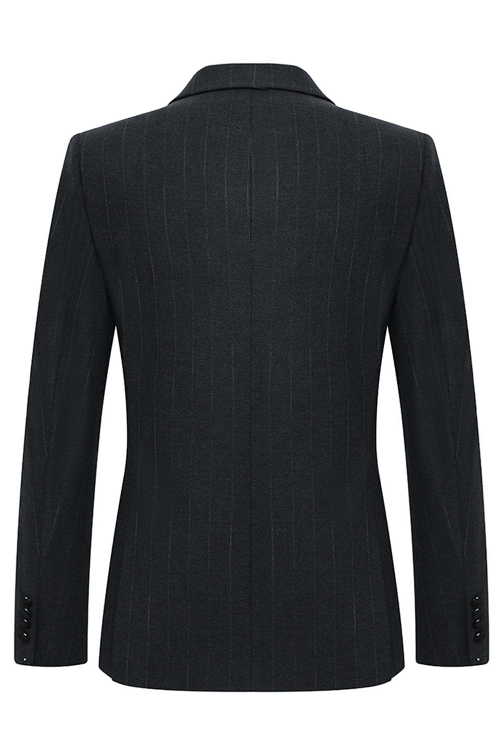 Dark Grey 2 Piece Peak Lapel Double Breasted Striped Men's Business Suits