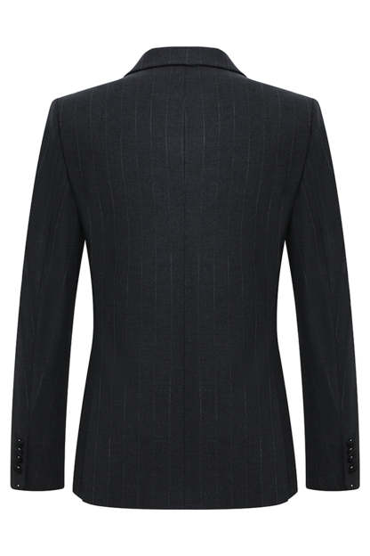 Dark Grey 2 Piece Peak Lapel Double Breasted Striped Men's Business Suits