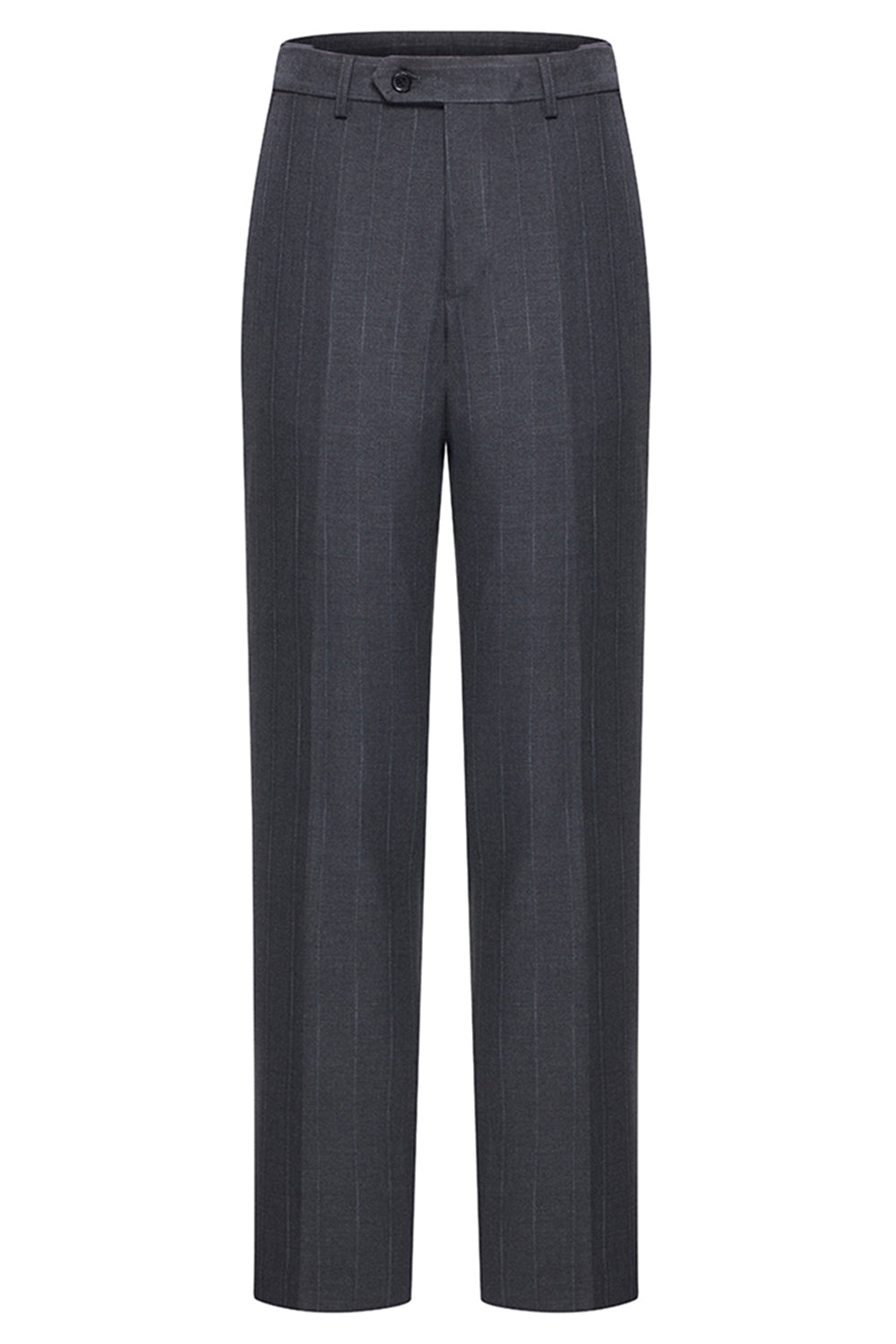 Dark Grey 2 Piece Peak Lapel Double Breasted Striped Men's Business Suits