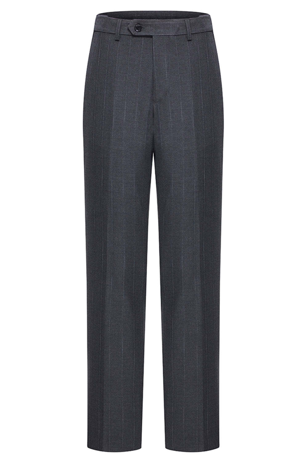 Dark Grey 2 Piece Peak Lapel Double Breasted Striped Men's Business Suits