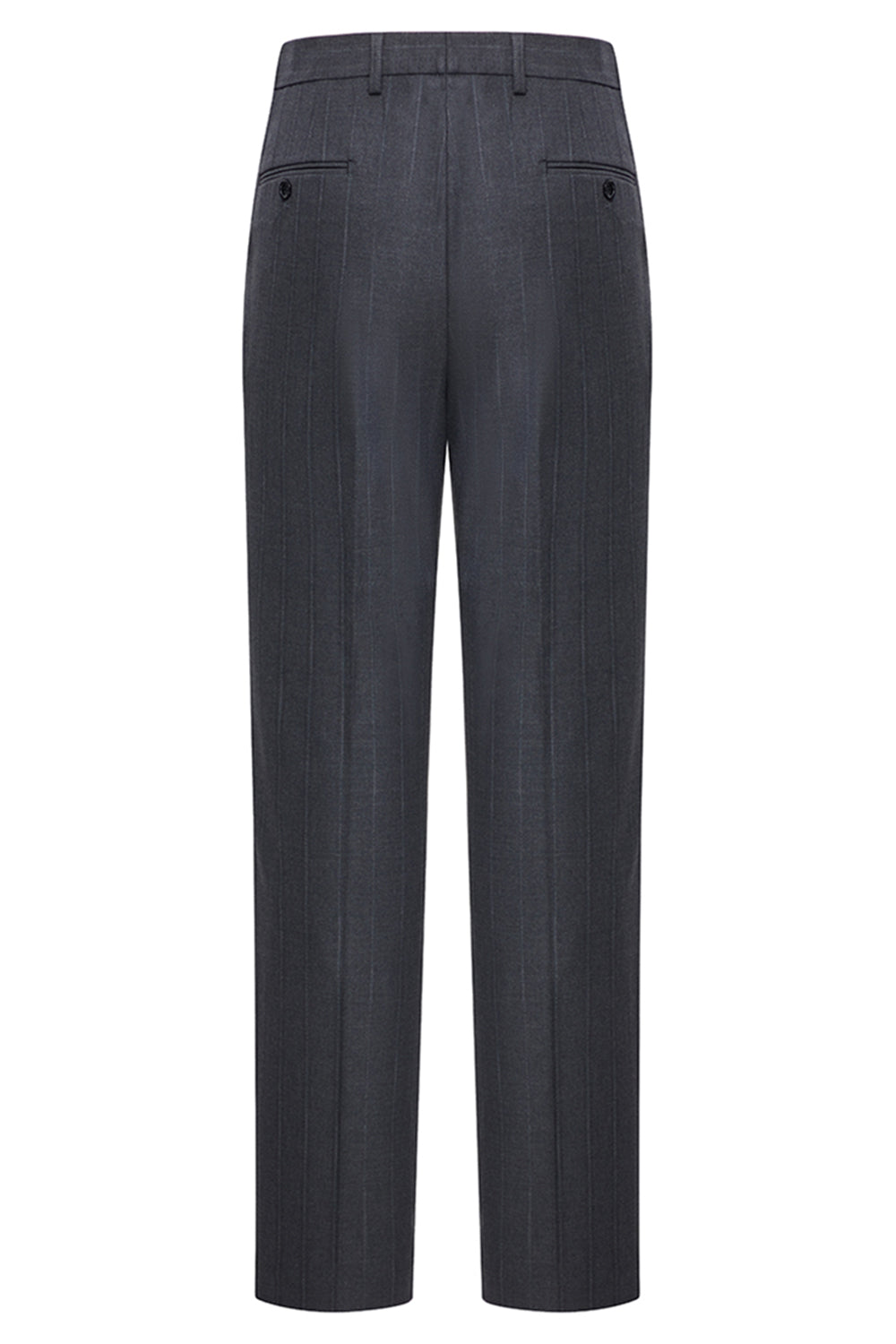 Dark Grey 2 Piece Peak Lapel Double Breasted Striped Men's Business Suits