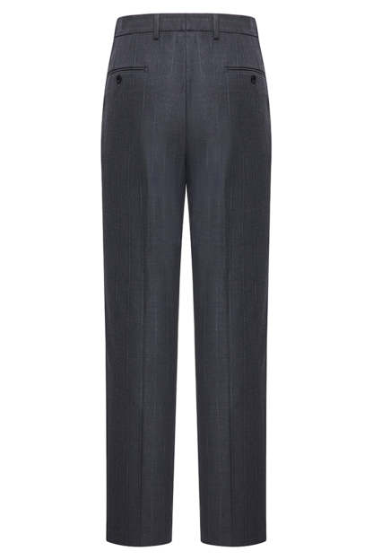 Dark Grey 2 Piece Peak Lapel Double Breasted Striped Men's Business Suits