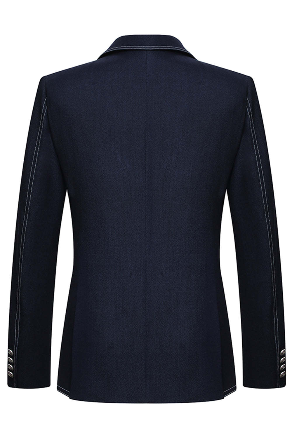 Dark Blue Double Breasted Peak Lapel 2 Piece Men's Suits