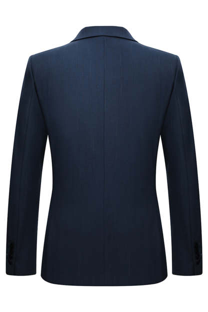 3 Piece Single Breasted Slim Fit Peak Lapel Navy Men's Formal Suits