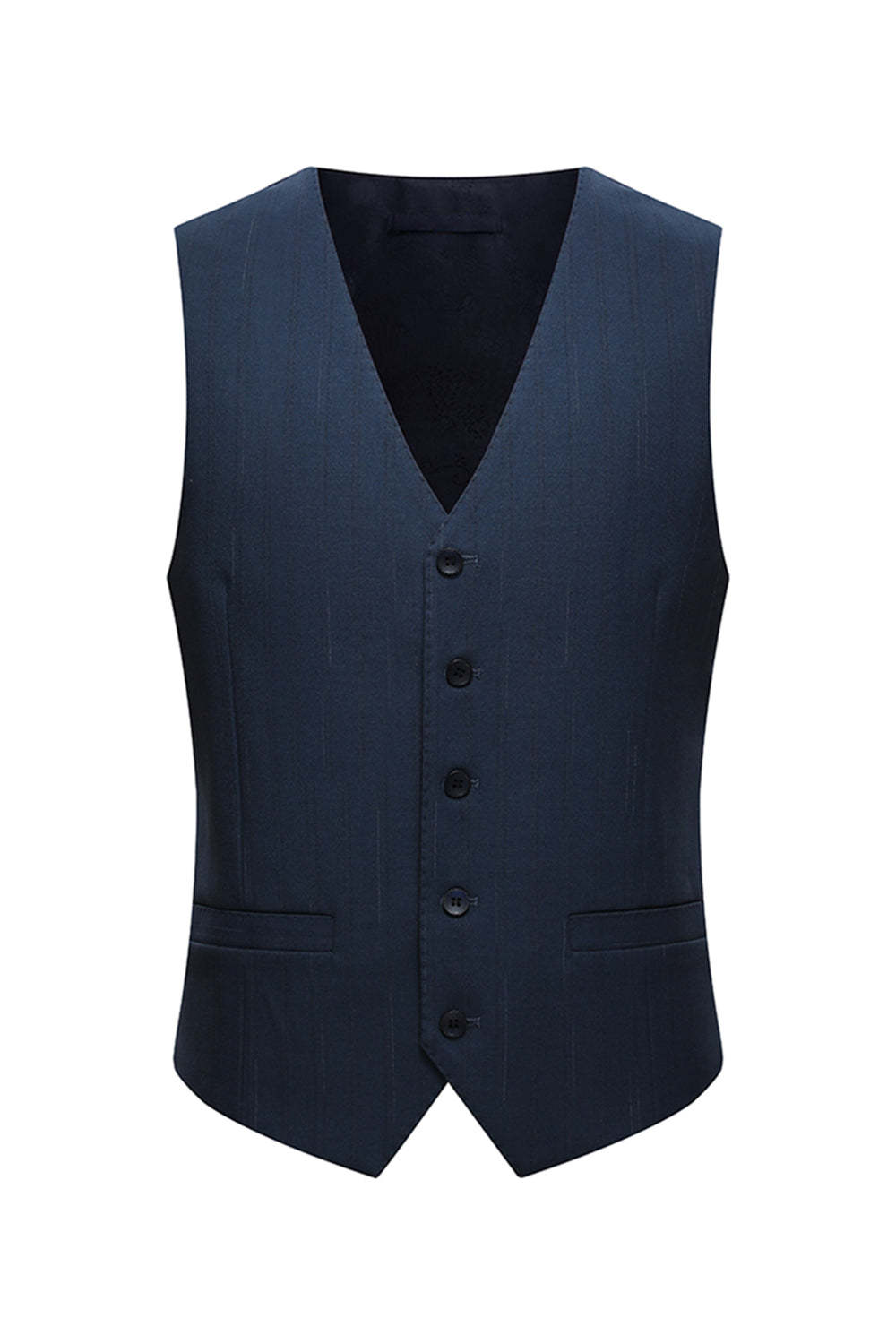 3 Piece Single Breasted Slim Fit Peak Lapel Navy Men's Formal Suits