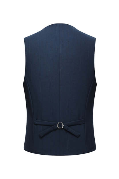 3 Piece Single Breasted Slim Fit Peak Lapel Navy Men's Formal Suits