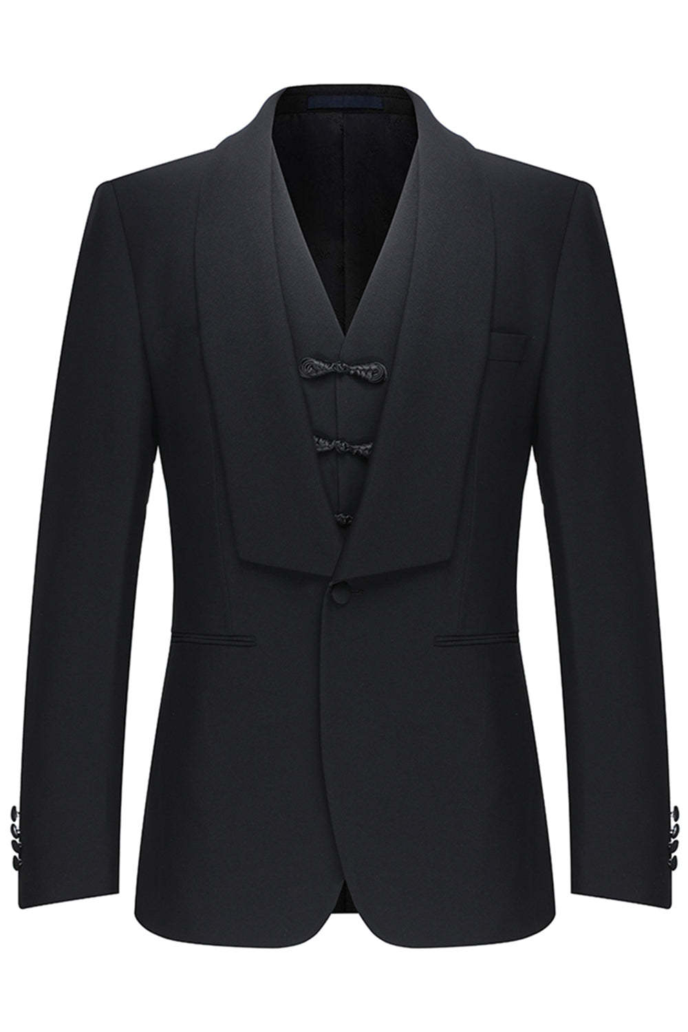 Black Shawl Lapel 3 Piece One Button Men's Suits