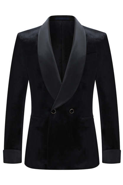 Shawl Lapel 2 Piece Black Velvet Men's Formal Suits