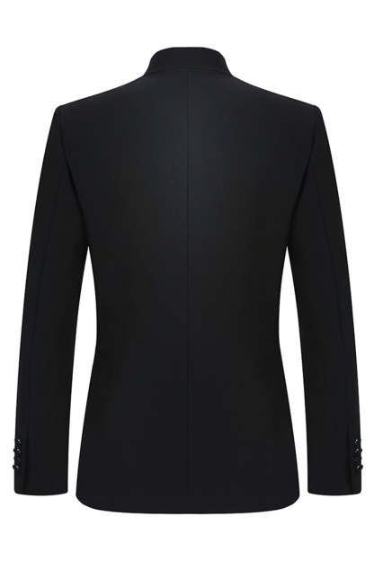 2 Piece Black Single Breasted Slim Fit Men's Mandarin Collar Suit