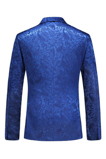 Jacquard Peak Lapel 2 Piece Blue Double Breasted Men's Prom Suits