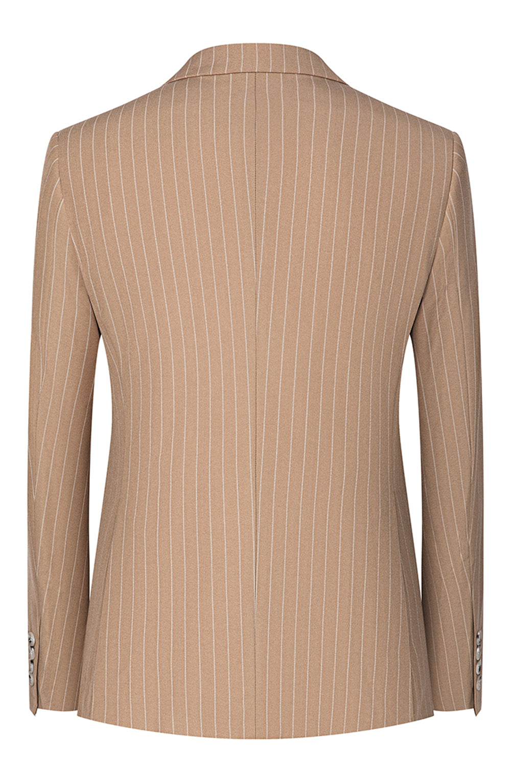 Beige Striped Notched Lapel 3 Piece Men's Suits