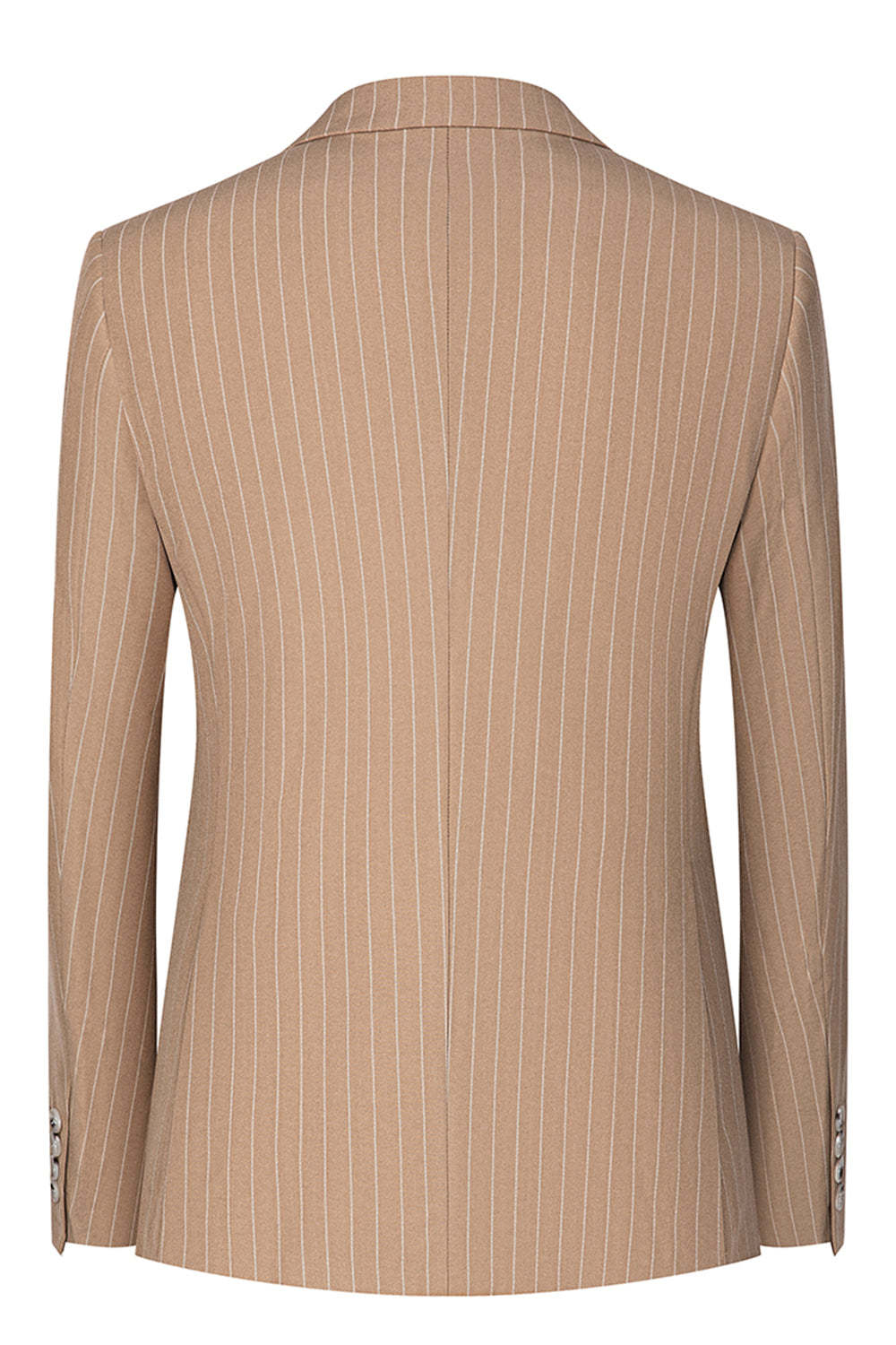 Beige Striped Notched Lapel 3 Piece Men's Suits