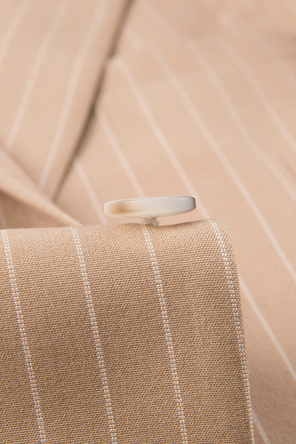 Beige Striped Notched Lapel 3 Piece Men's Suits