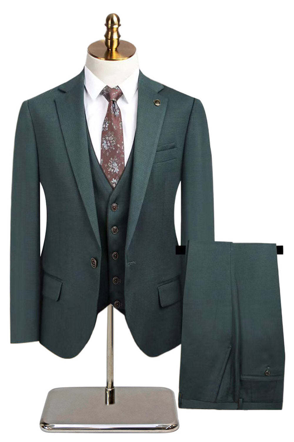 3 Piece Notched Lapel One Button Navy Men's Suits