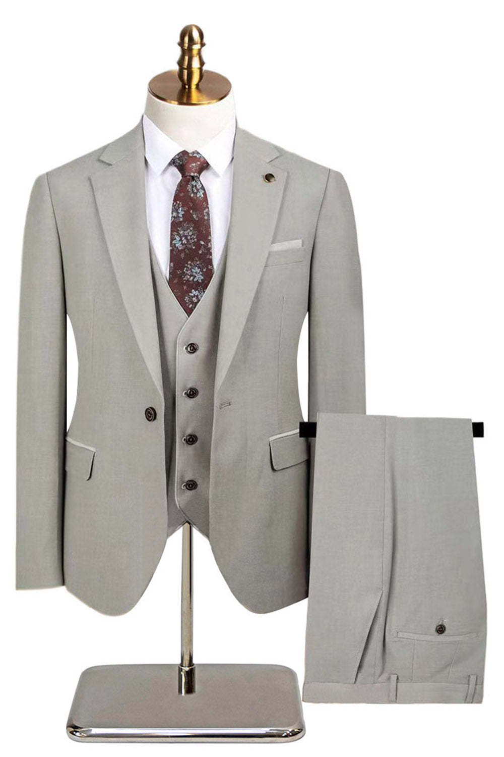 3 Piece Notched Lapel One Button Navy Men's Suits