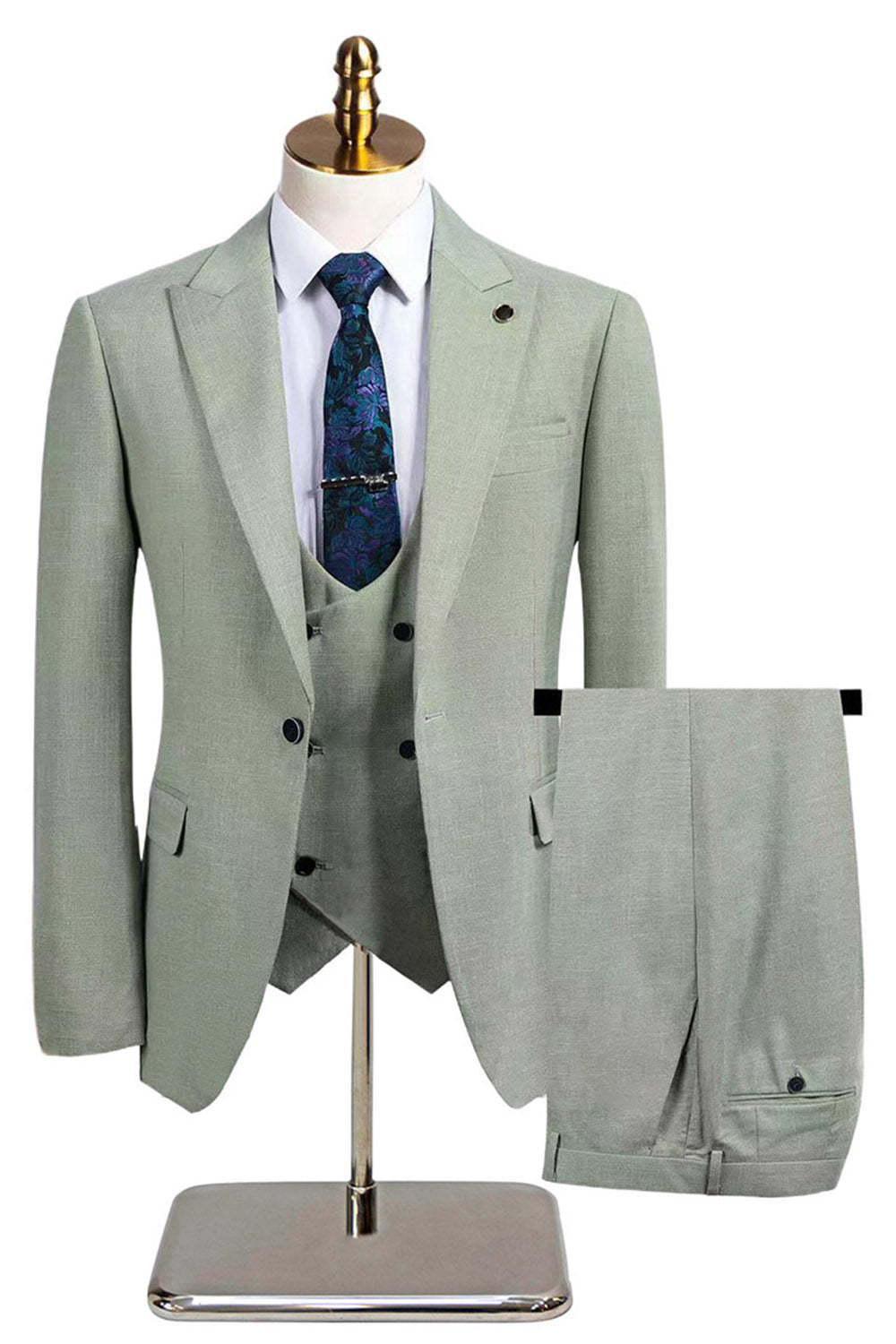 Dark Grey Slim Fit 3 Piece Peak Lapel Men's Wedding Suits