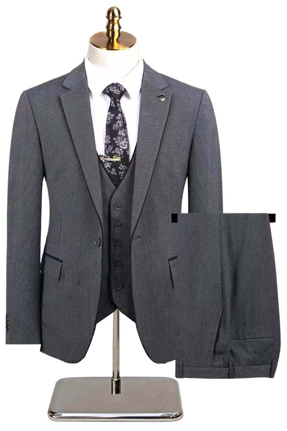 3 Piece Taupe Slim Fit Notched Lapel One Button Men's Formal Suits