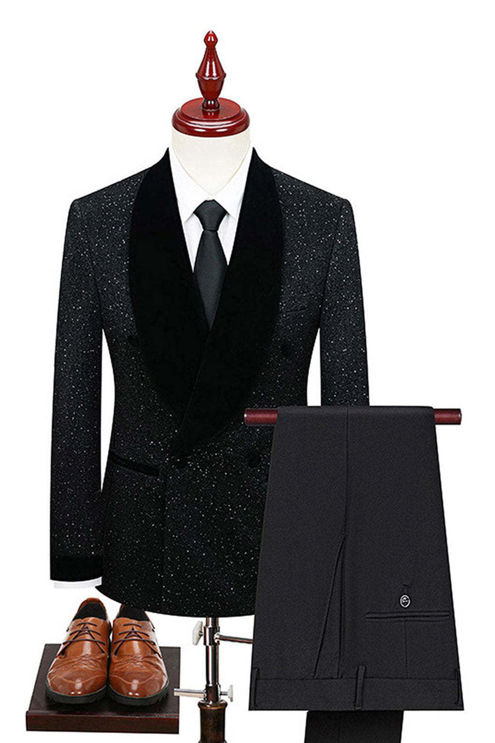 Leelyuk Men White 2 Piece Formal Suits Shawl Lapel Wedding Suits Double Breasted Tuxedo