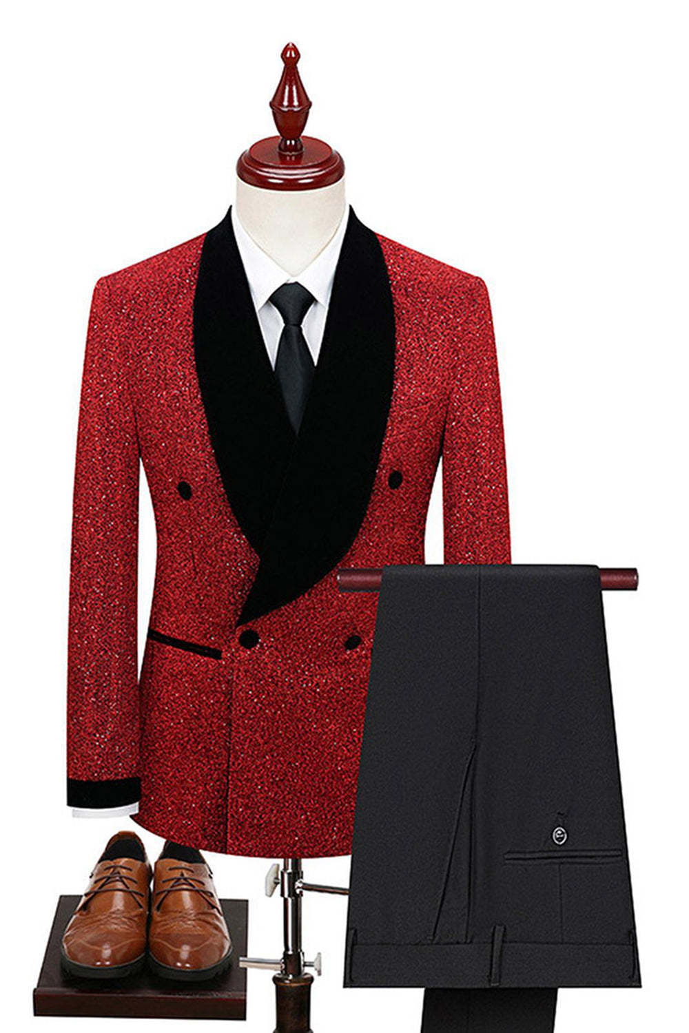 2 Piece White Shawl Lapel Double Breasted Men's Wedding Suits