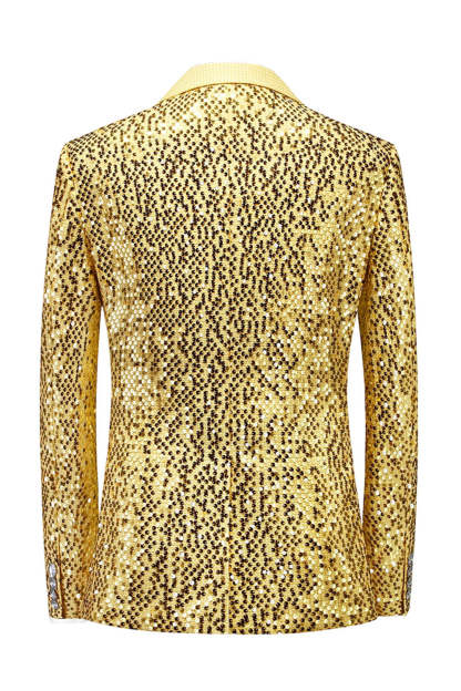 Sparkly Golden Notched Lapel Sequined 2 Piece Prom Suits