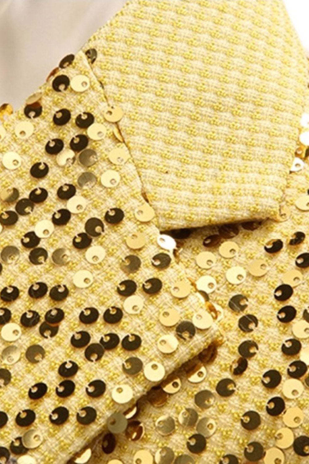 Sparkly Golden Notched Lapel Sequined 2 Piece Prom Suits