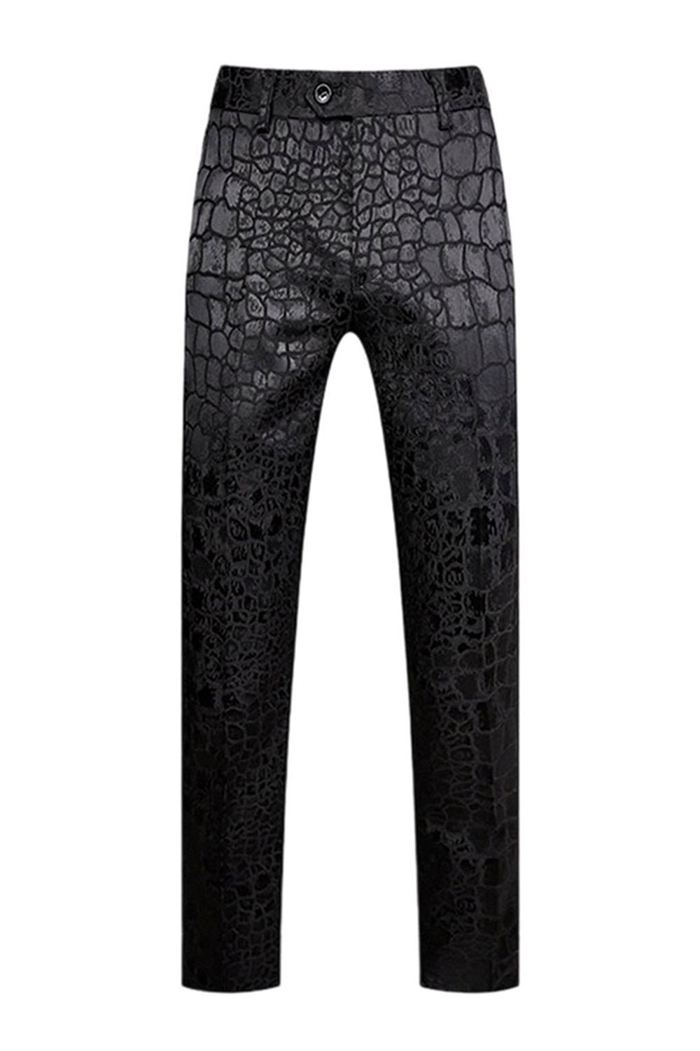 Black Texture Peak Lapel 2 Piece Printed Prom Suits