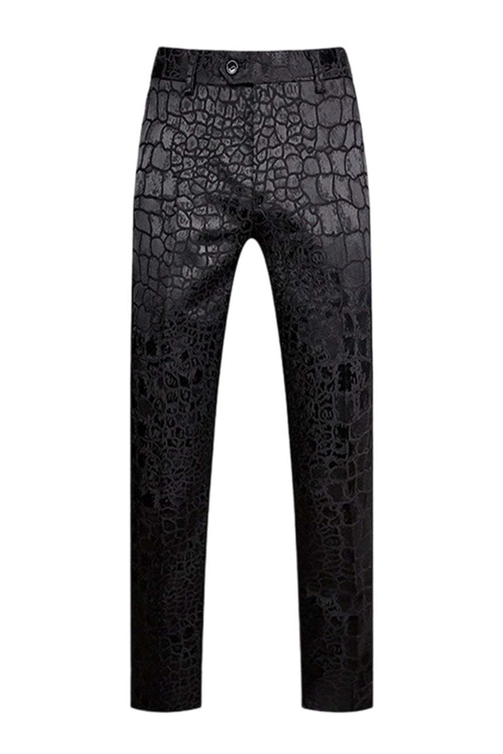 Black Texture Peak Lapel 2 Piece Printed Prom Suits