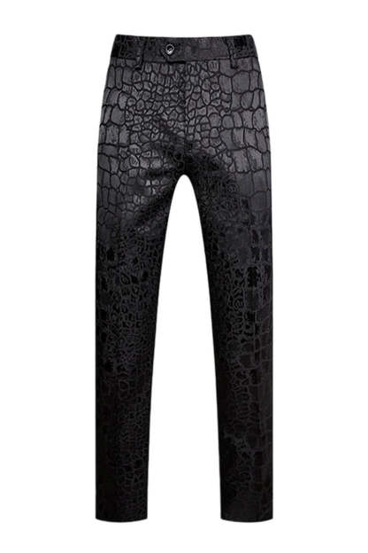 Black Texture Peak Lapel 2 Piece Printed Prom Suits