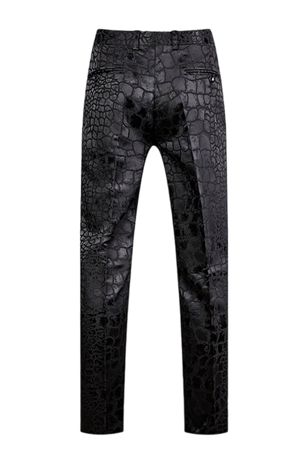 Black Texture Peak Lapel 2 Piece Printed Prom Suits