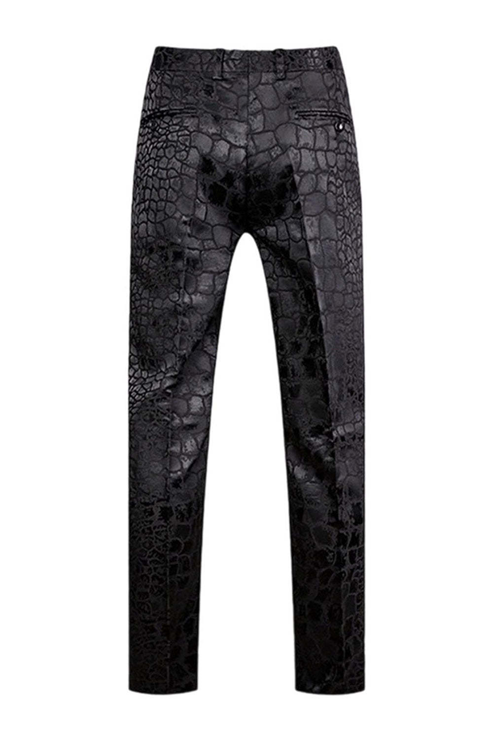 Black Texture Peak Lapel 2 Piece Printed Prom Suits