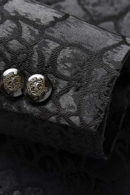 Black Texture Peak Lapel 2 Piece Printed Prom Suits