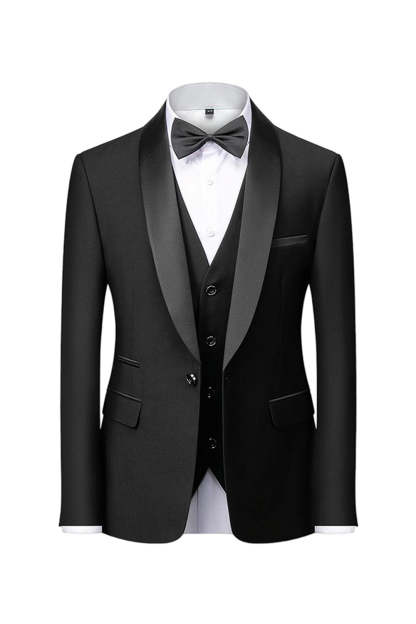 Men's Black Shawl Lapel One Button 2 Piece Formal Suits
