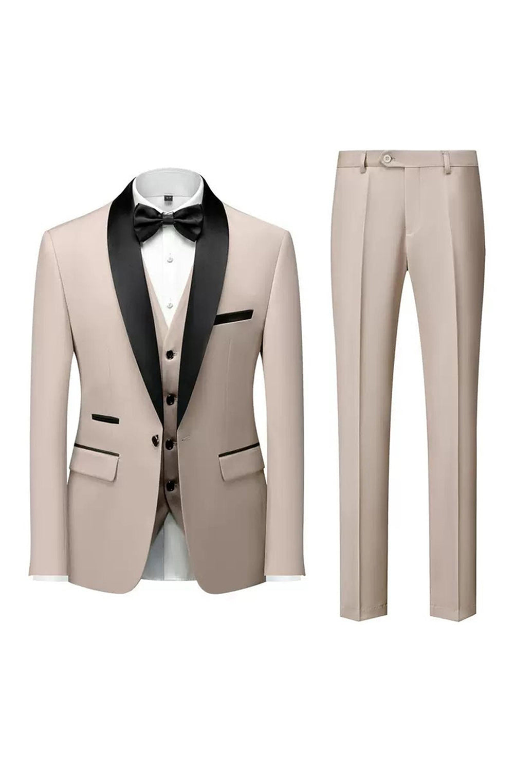 Men's Black Shawl Lapel One Button 2 Piece Formal Suits