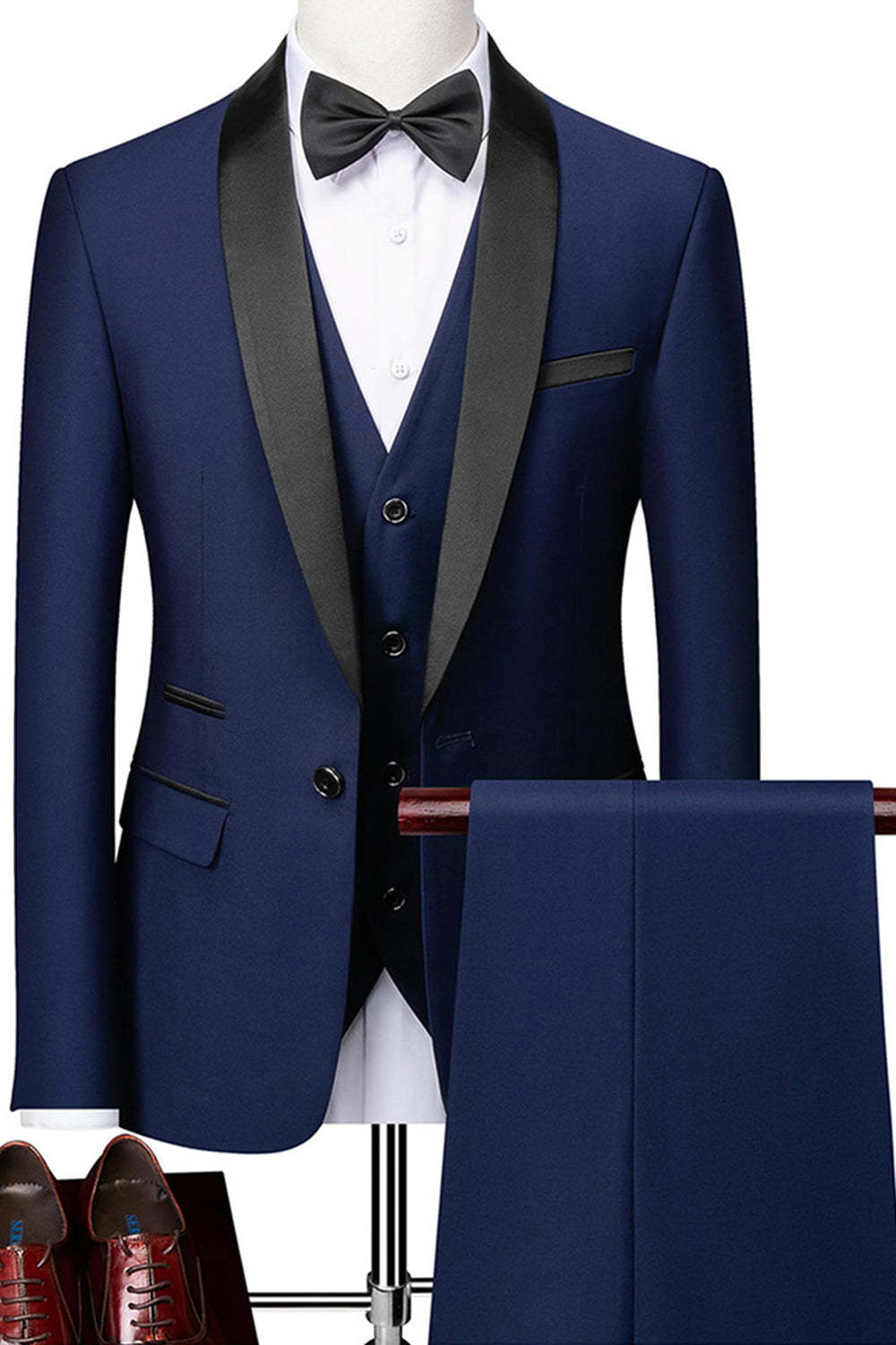 Men's Black Shawl Lapel One Button 2 Piece Formal Suits