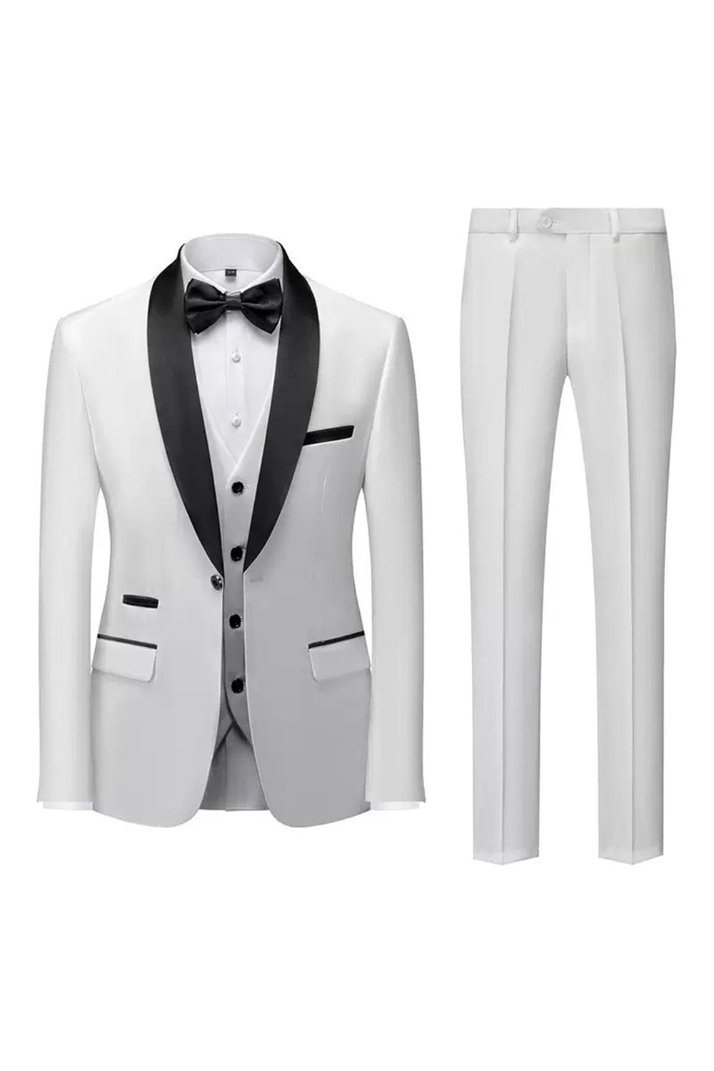 Men's Black Shawl Lapel One Button 2 Piece Formal Suits