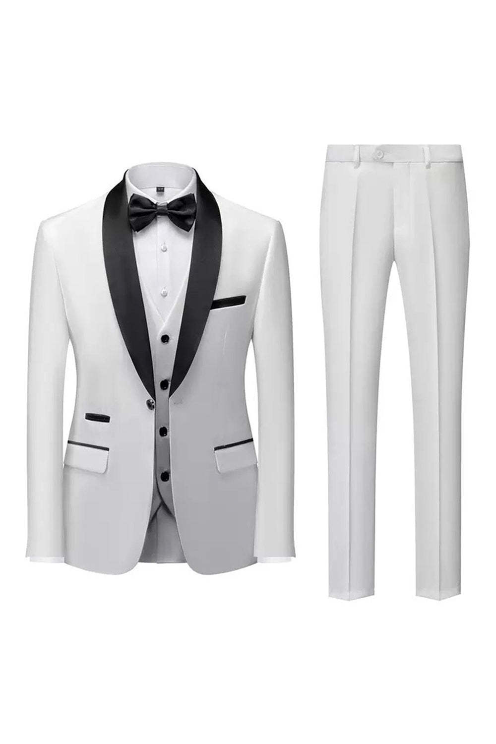 Men's Black Shawl Lapel One Button 2 Piece Formal Suits