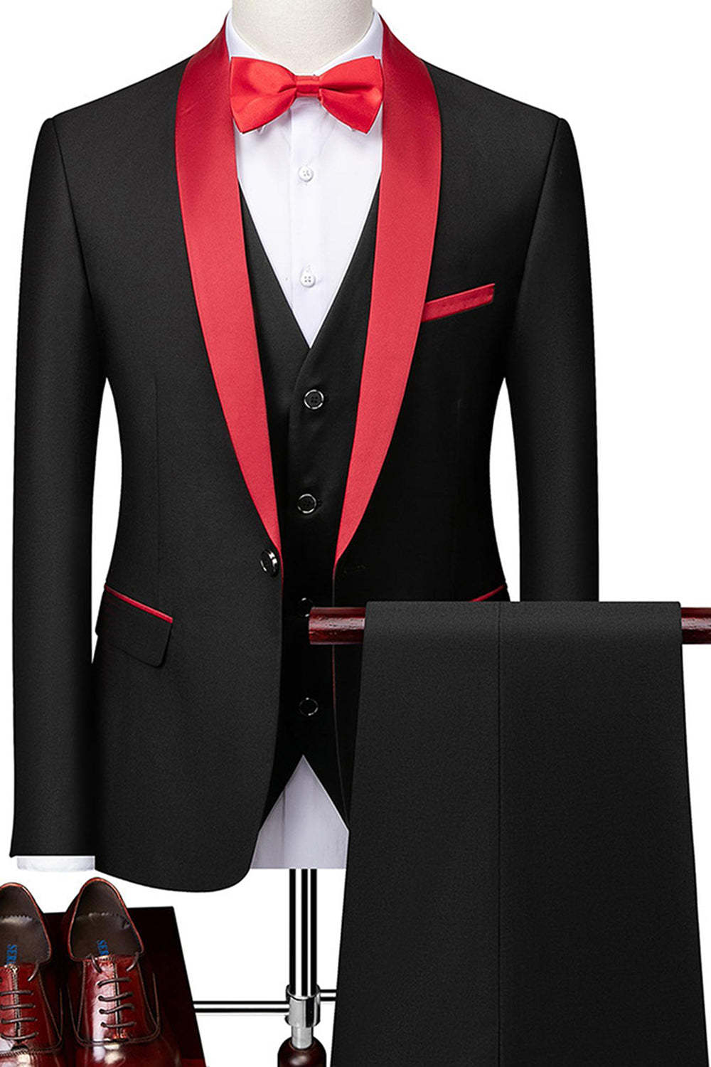 Grey Shawl Lapel Single Breasted Men's Formal Suits