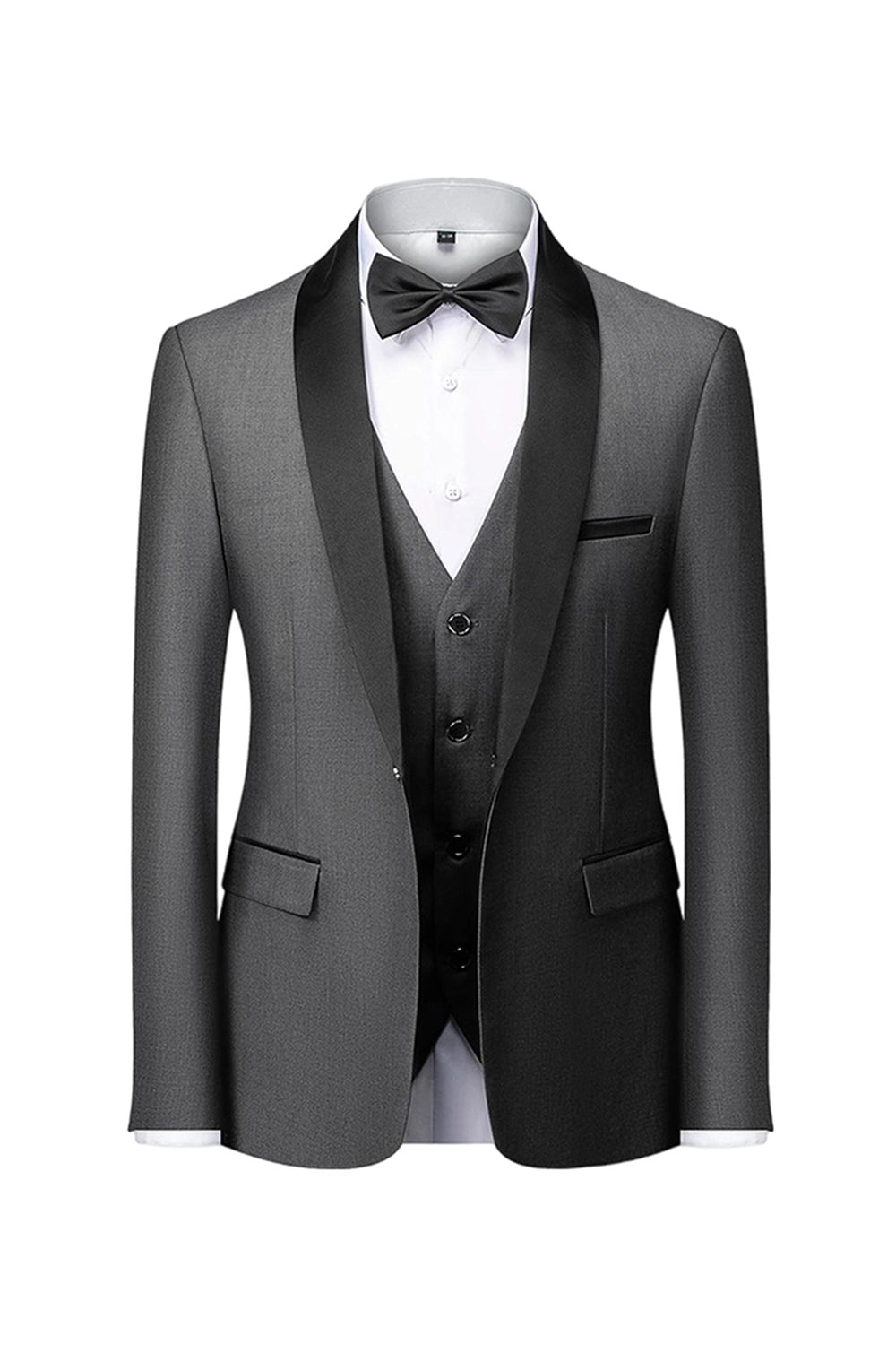 Grey Shawl Lapel Single Breasted Men's Formal Suits
