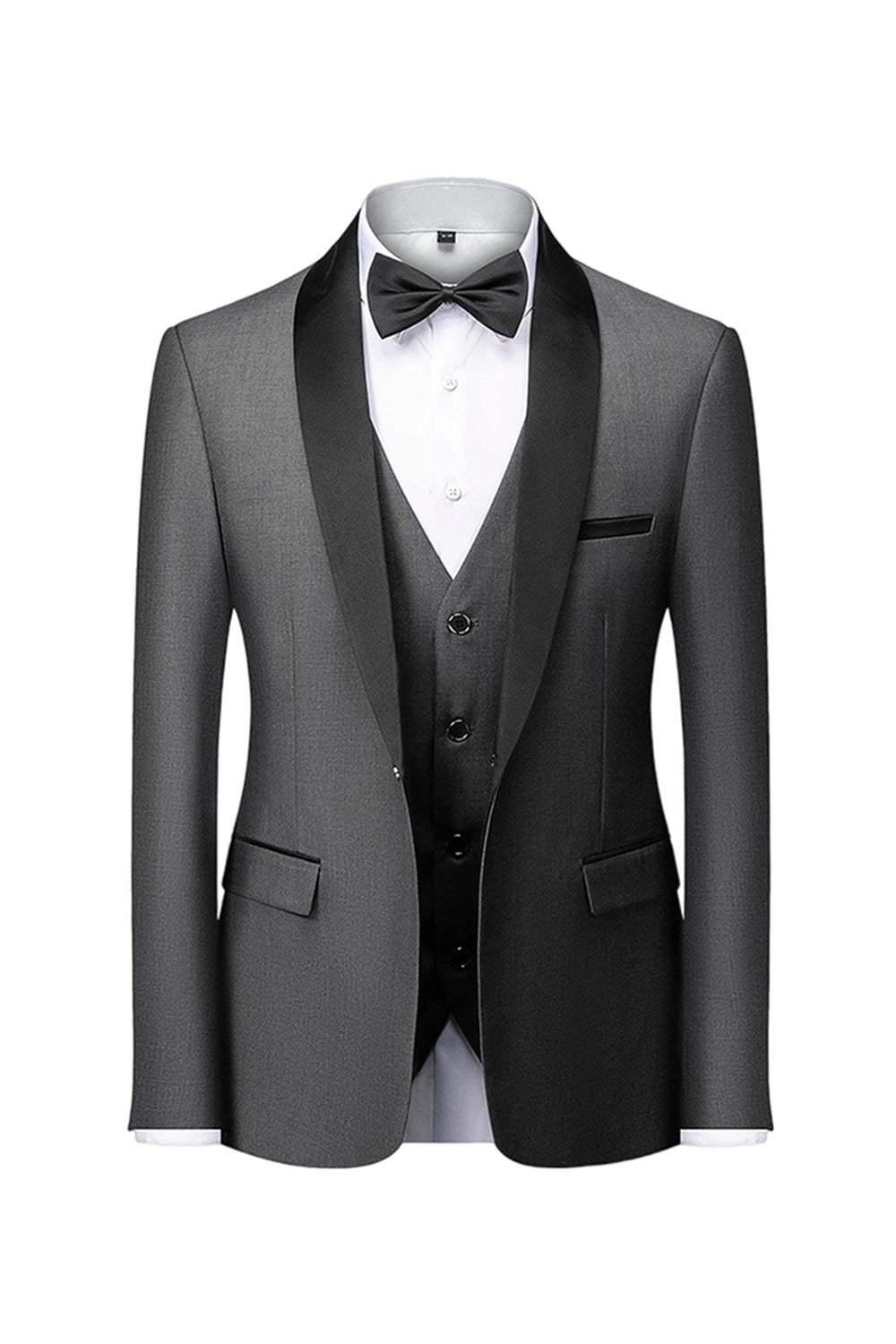 Grey Shawl Lapel Single Breasted Men's Formal Suits