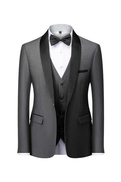 Grey Shawl Lapel Single Breasted Men's Formal Suits