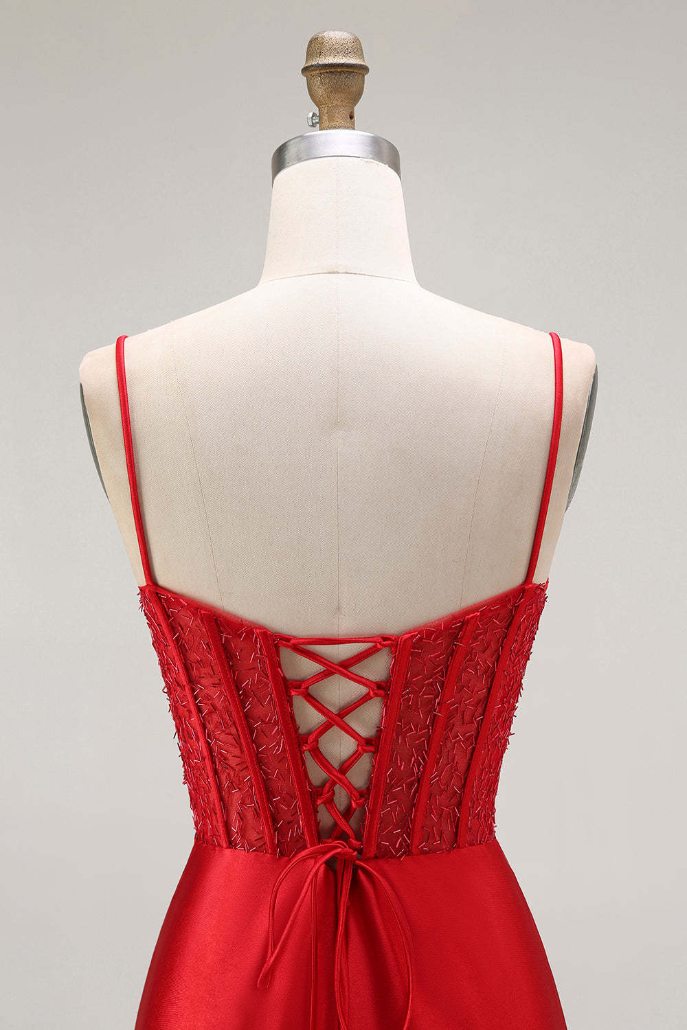 Sparkly Gold Satin Mermaid Maxi Corset Prom Dress with Slit