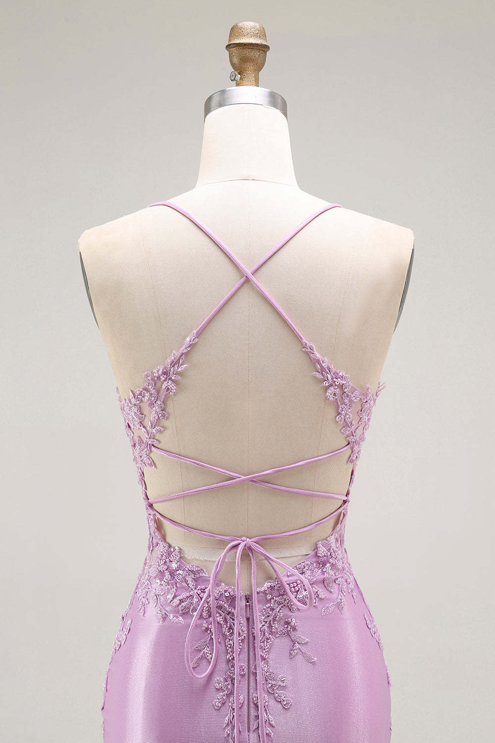 Purple Mermaid Appliqued Corset Long Prom Dress with Slit