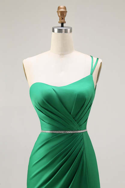 Sparkly Dark Green Mermaid Long Prom Dress with Slit