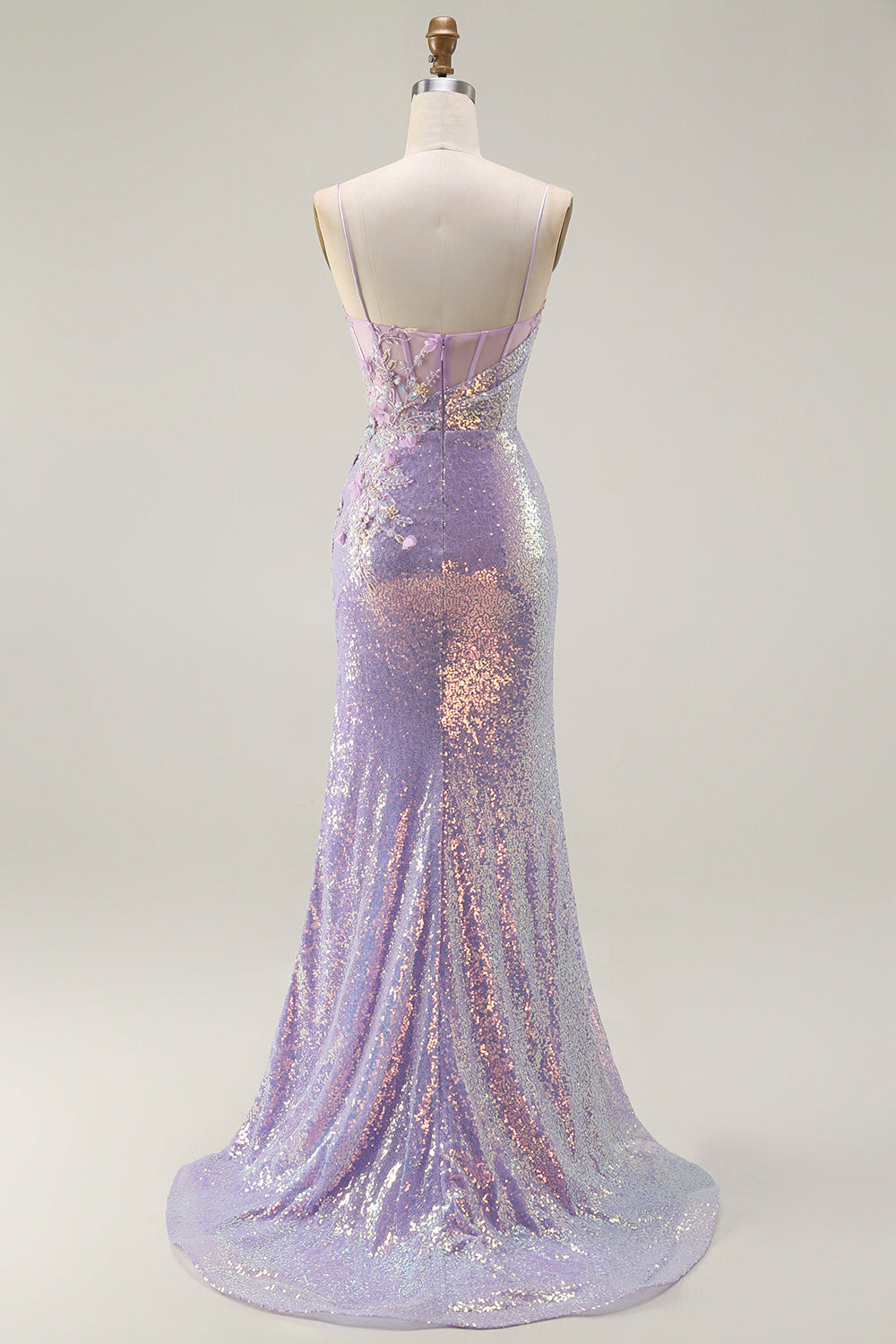 Sparkly Lilac Corset Mermaid Long Prom Dress with Slit