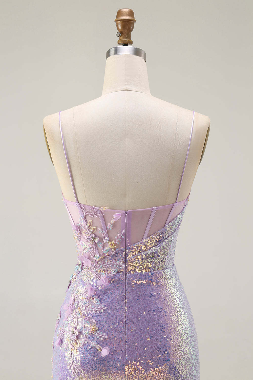 Sparkly Lilac Corset Mermaid Long Prom Dress with Slit