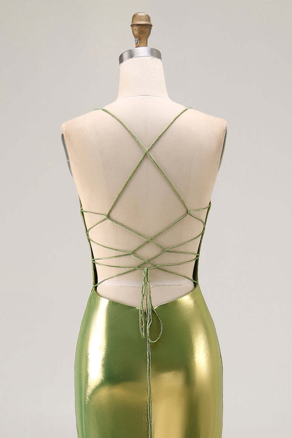 Gold Tiered Mermaid Metallic Long Prom Dress with Ruffles