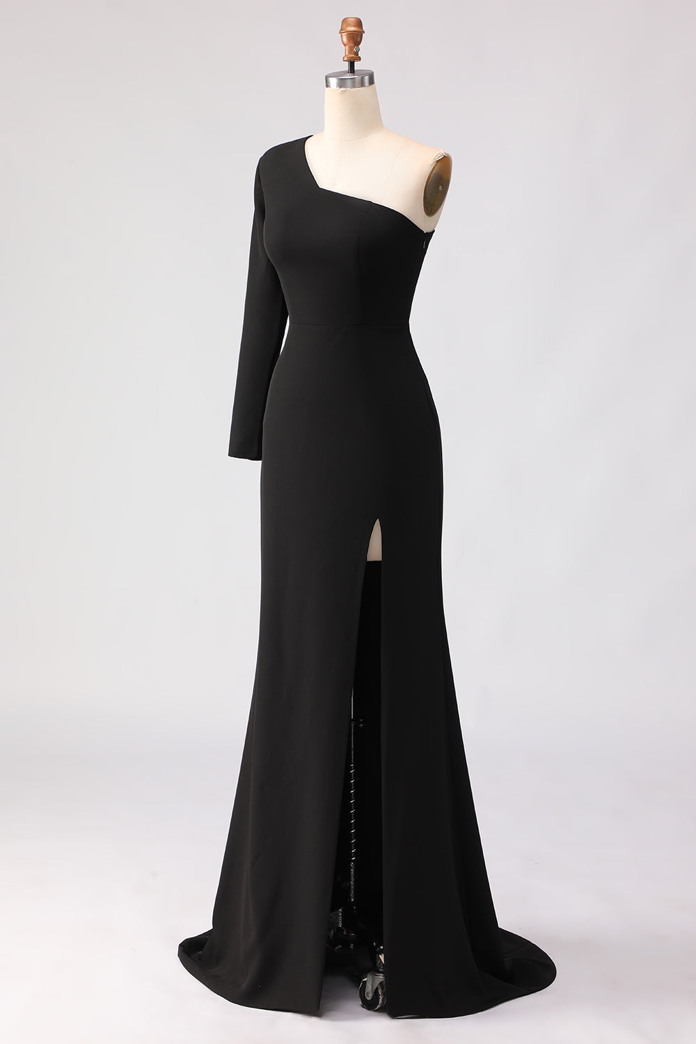 Black Sheath One Shoulder Long Mother of the Bride Dress with Slit