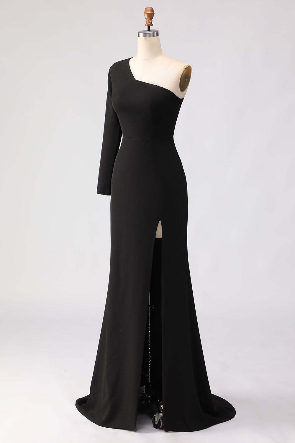 Black Sheath One Shoulder Long Mother of the Bride Dress with Slit