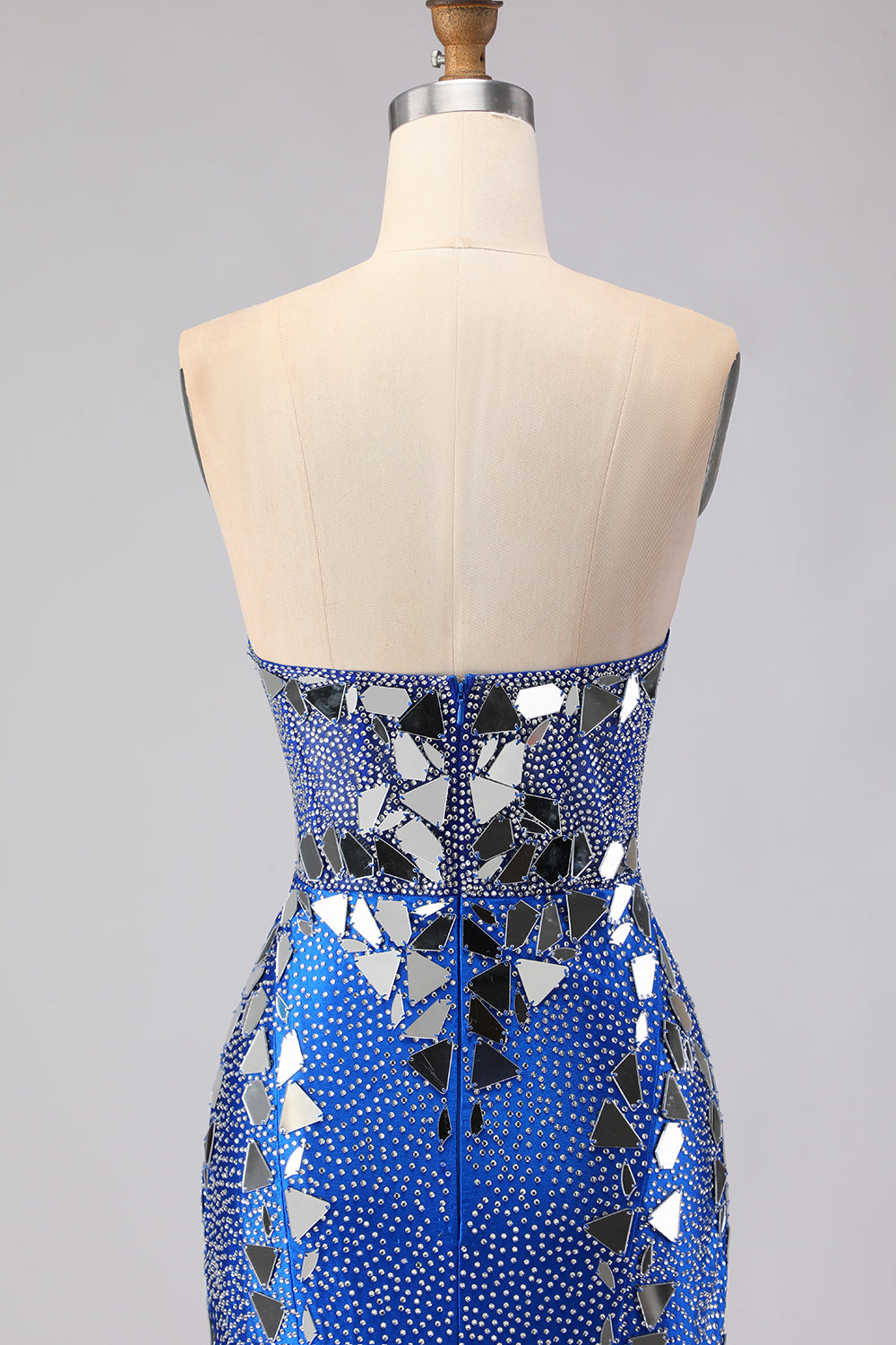 Red Sparkly Mermaid Mirror Sweetheart Long Prom Dress with Slit