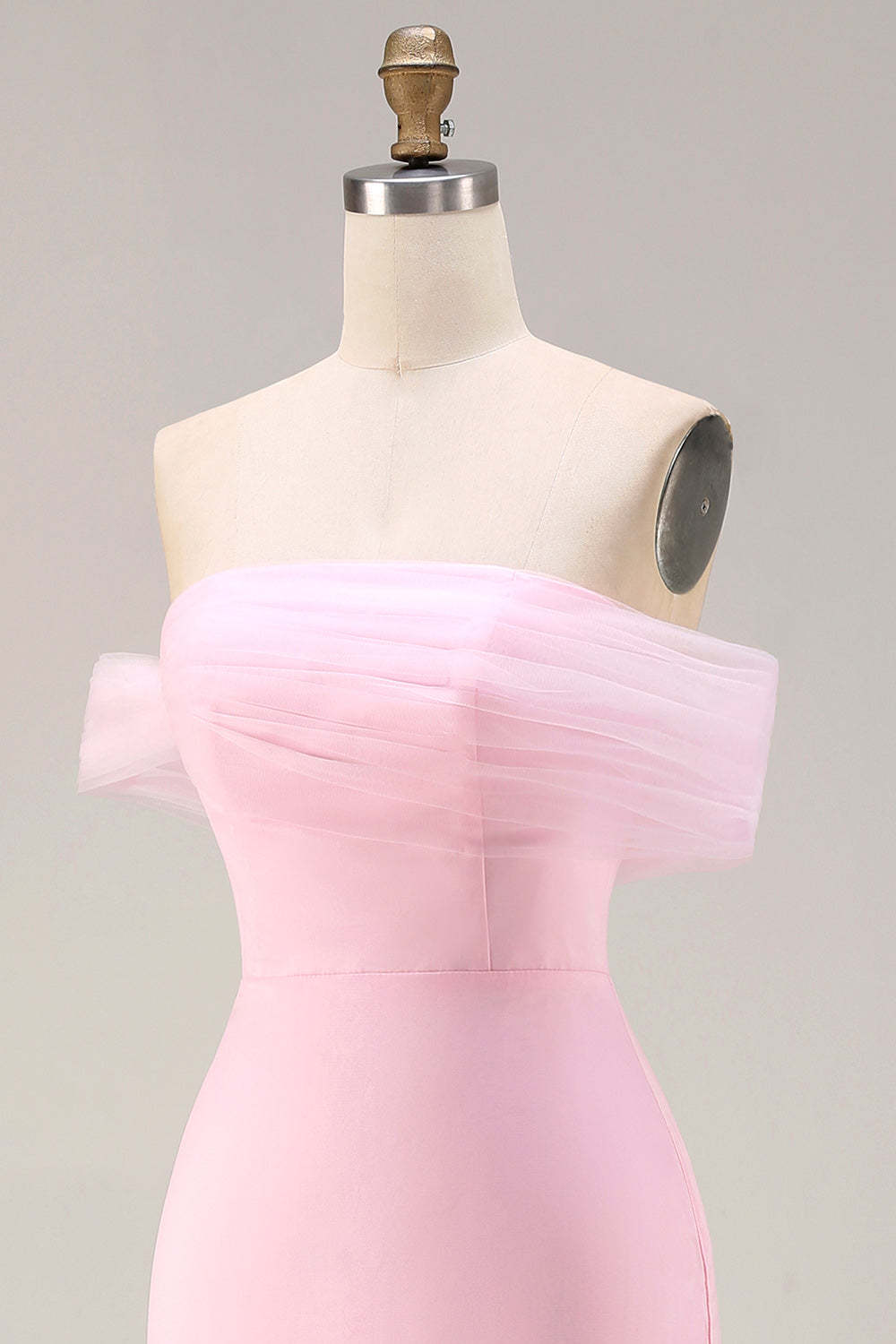 Sparkly Pink Mermaid Floral Off the Shoulder Long Prom Dress with 3D Flowers